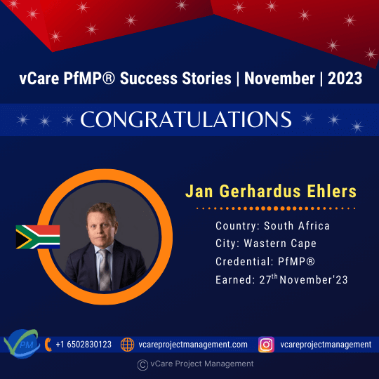 vCare has made significant contributions to the global portfolio management landscape. With only 1928 active PMI-PfMP certified professionals worldwide, vCare has facilitated the certification of 140+ individuals across 28 countries. As a trusted training partner, vCare is dedicated to supporting professionals on their certification journey and looks forward to continuing to empower more learners in the future. Portfolio management is increasingly recognized as vital for organizations to achieve strategic objectives, and the PfMP certification distinguishes individuals for their advanced expertise in managing portfolios of projects and programs.