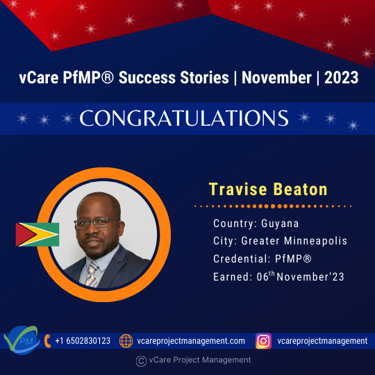 vCare PfMP Success Story | Portfolio Management Professional | Travise Beaton