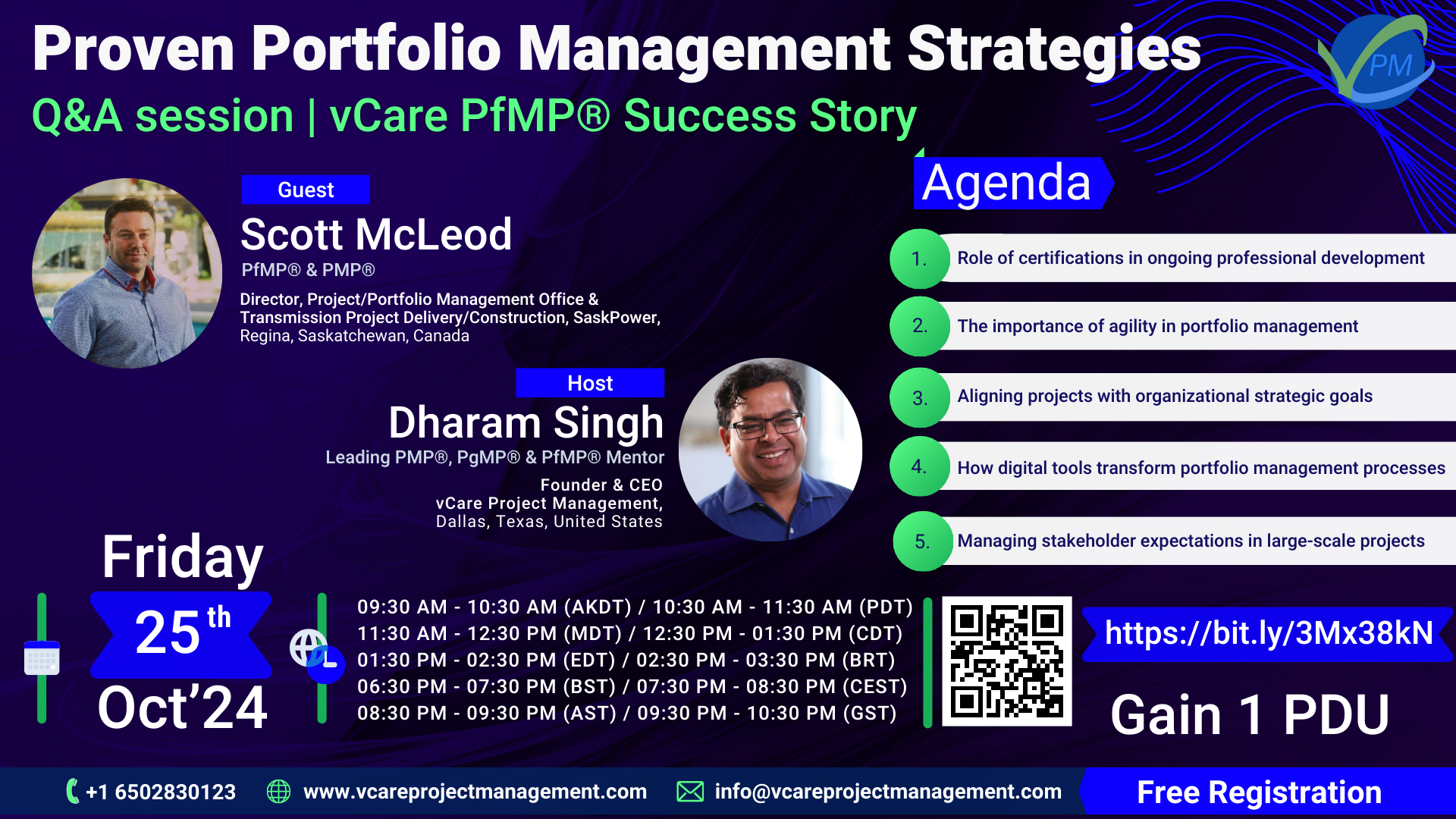 Scott McLeod and Dharam Singh discussing proven portfolio management strategies in a webinar session.