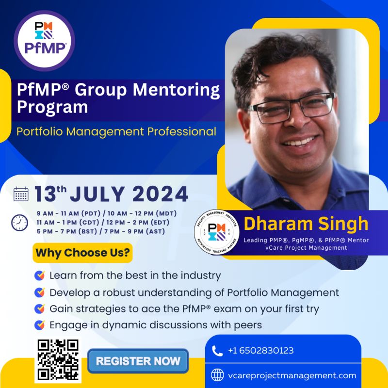 PfMP Certification Online Group Mentoring Training – Interactive learning with expert mentor Dharam Singh.