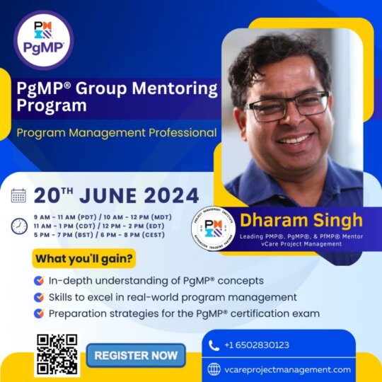 PgMP Certification Online Group Mentoring β Expert-led training for program management professionals to achieve certification success.Captions: