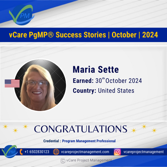 Dr. Maria Sette achieves PgMP Certification and announces an exclusive webinar on resilient leadership in cyber-driven programs.