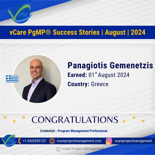Panagiotis Gemenetzis Earns PMI PgMP Certification – A vCare Success Story