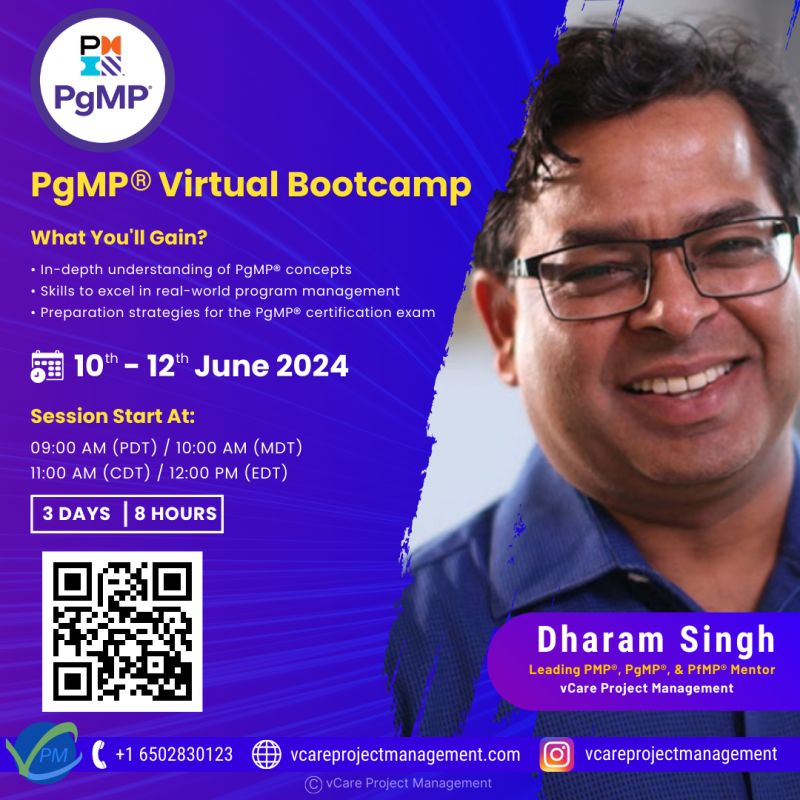 PMI PgMP Virtual Bootcamp β Intensive 3-day training to master program management and achieve certification success.