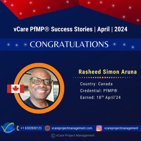 Simon Rasheed Aruna receiving his PfMP certification for portfolio management excellence.