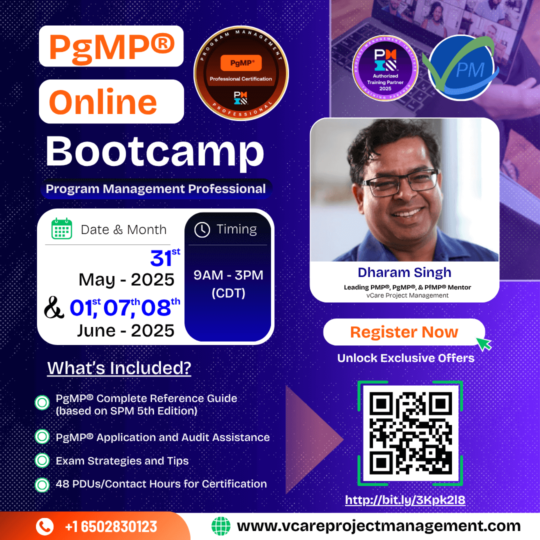 PgMP Online Bootcamp May–June 2025 with Dharam Singh – 552+ Certified PgMPs