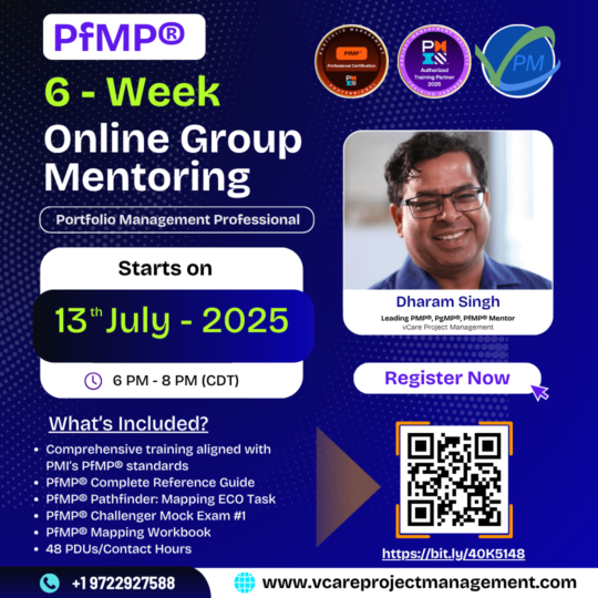 PfMP 6-Week Online Mentoring Program July 2025 – Learn Strategic Portfolio Management with Dharam Singh