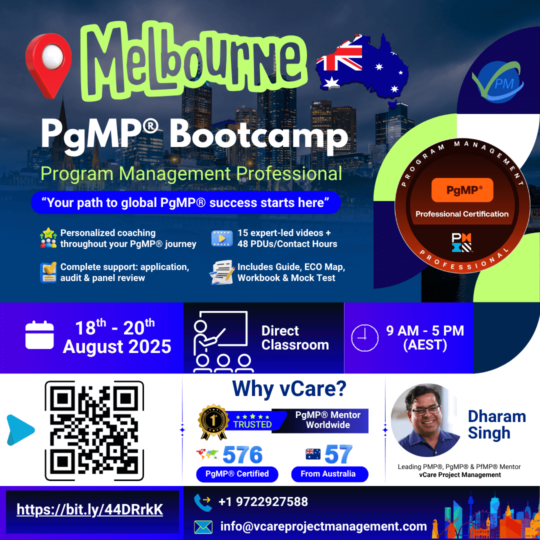 PgMP Bootcamp Melbourne – 18–20 August 2025 Classroom Training with Dharam Singh