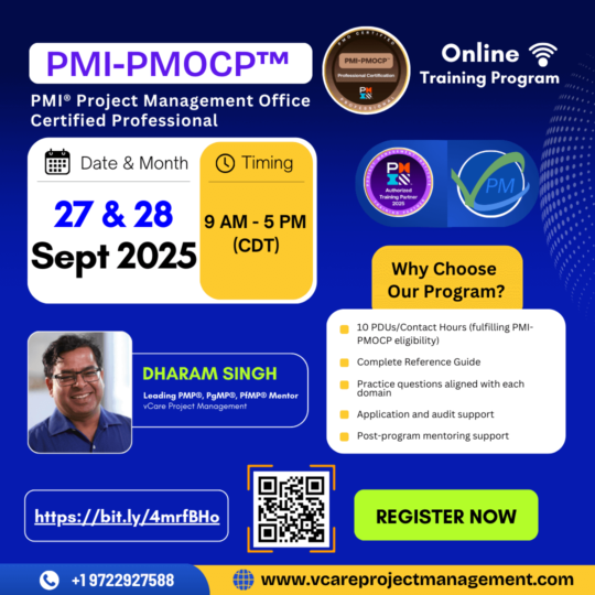 PMI-PMOCP Online Training – 27–28 September 2025 | Strategic PMO Certification with Dharam Singh